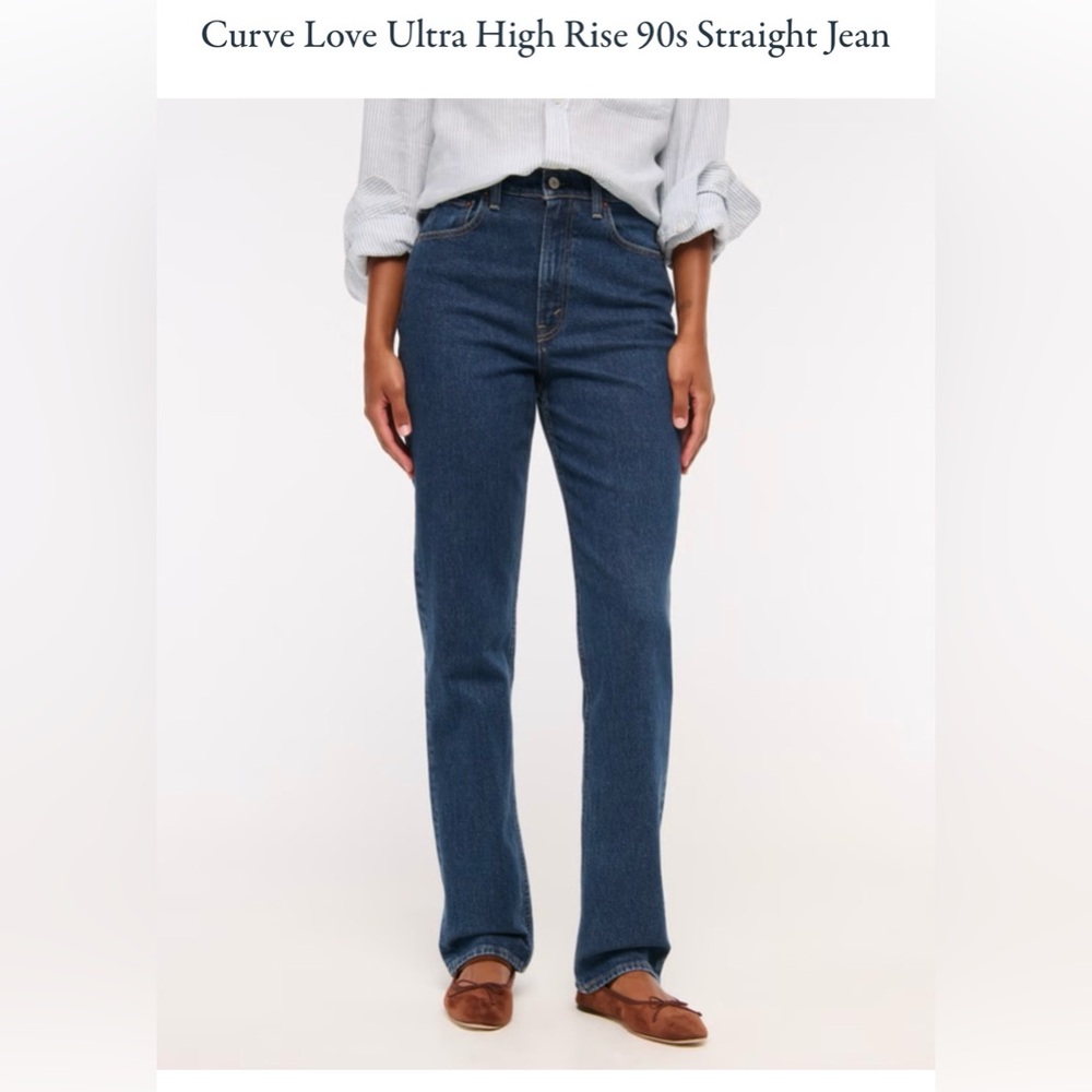 Abercrombie & Fitch Curve Love 90s Straight Leg Blue Jeans